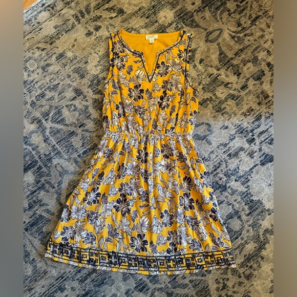 Market & Spruce Embroidered Floral Cinched Waist Mini Dress: Small - Picture 1 of 8